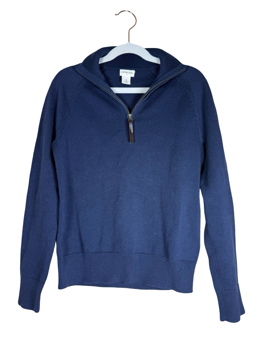 Crewcuts Boys Navy Blue Quarter Zip Cotton Knit Sweater Size 8